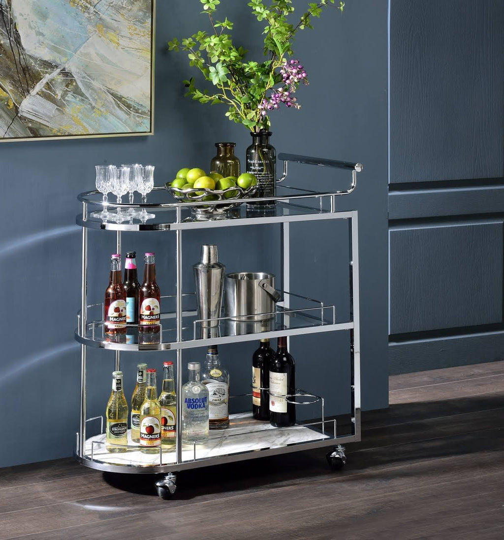 Glass and Chrome Serving Cart B33948