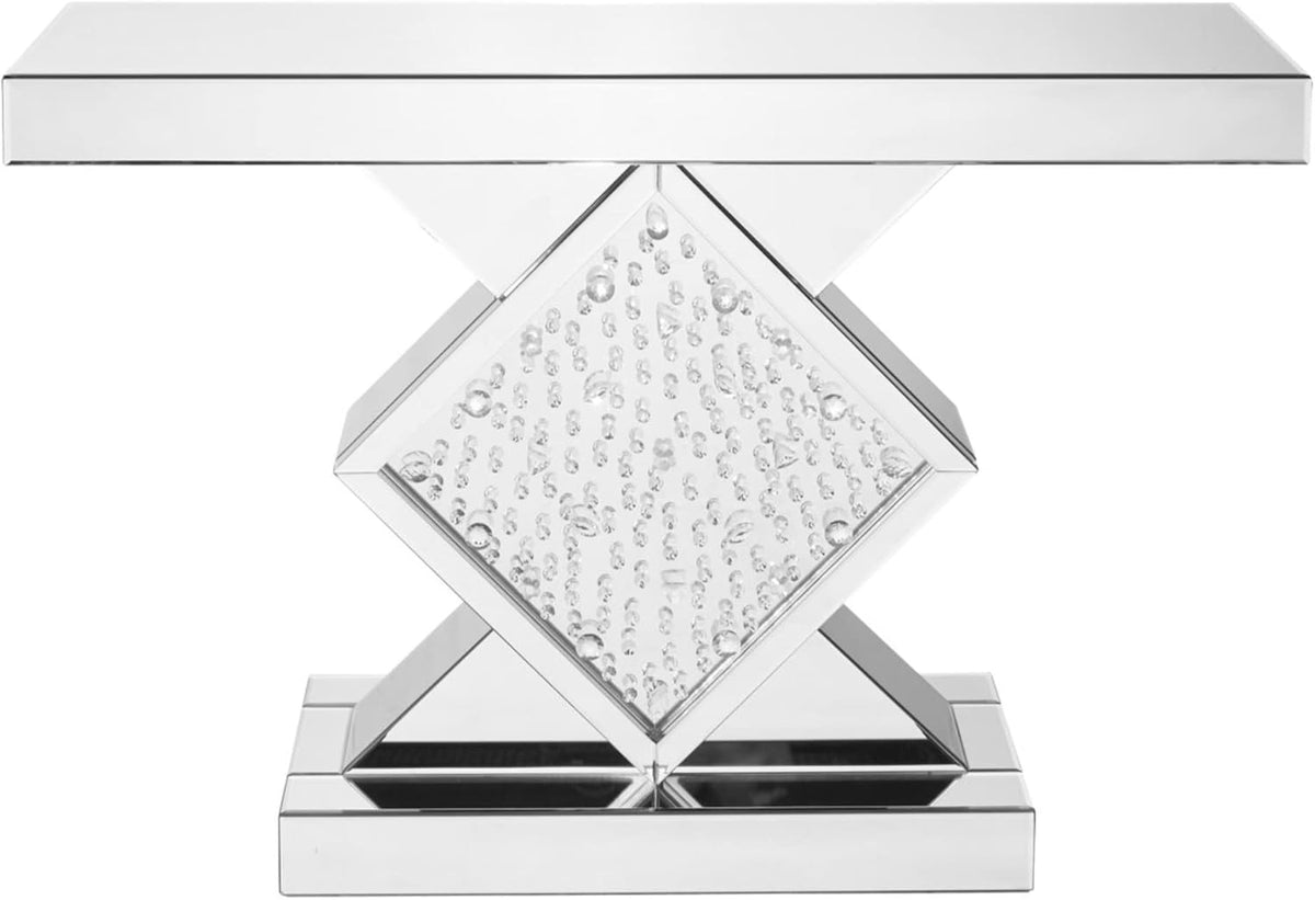Rectangle Beveled Glass Mirrored Crystal Console Table E5053