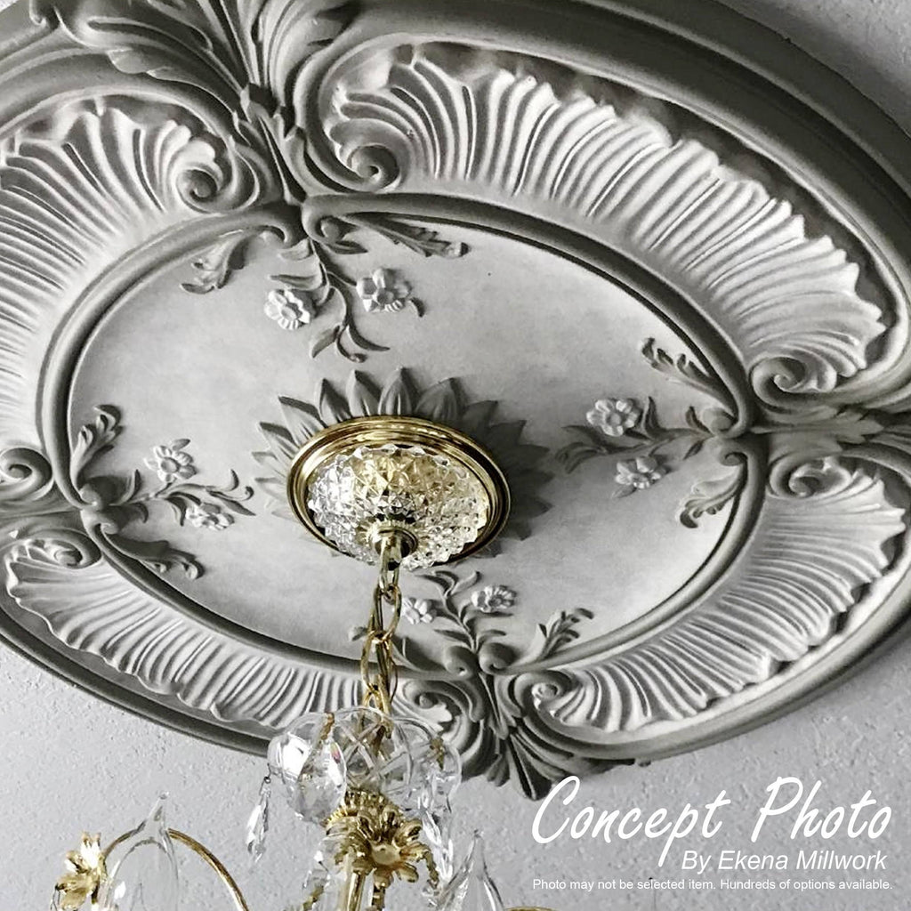 Ribbon with Bow Ceiling Medallion Hand-Painted Gold C480297