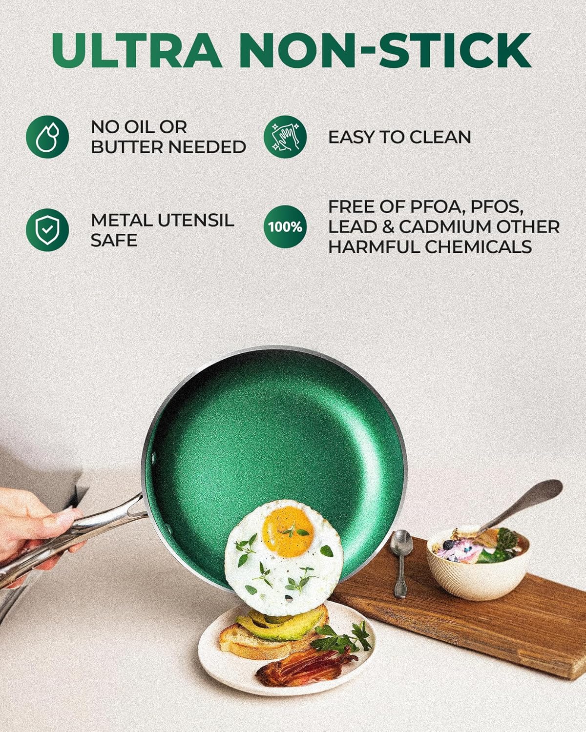 12 Inch Non Stick Frying Pan with Mineral and Diamond Coating A626002