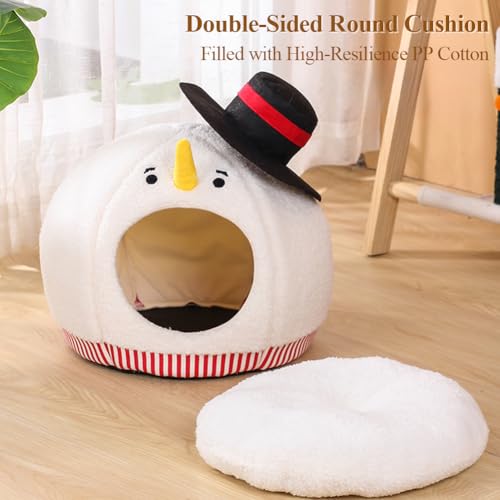 Snowman-Shaped Enclosed Cat Bed Cave with Washable Mat X522