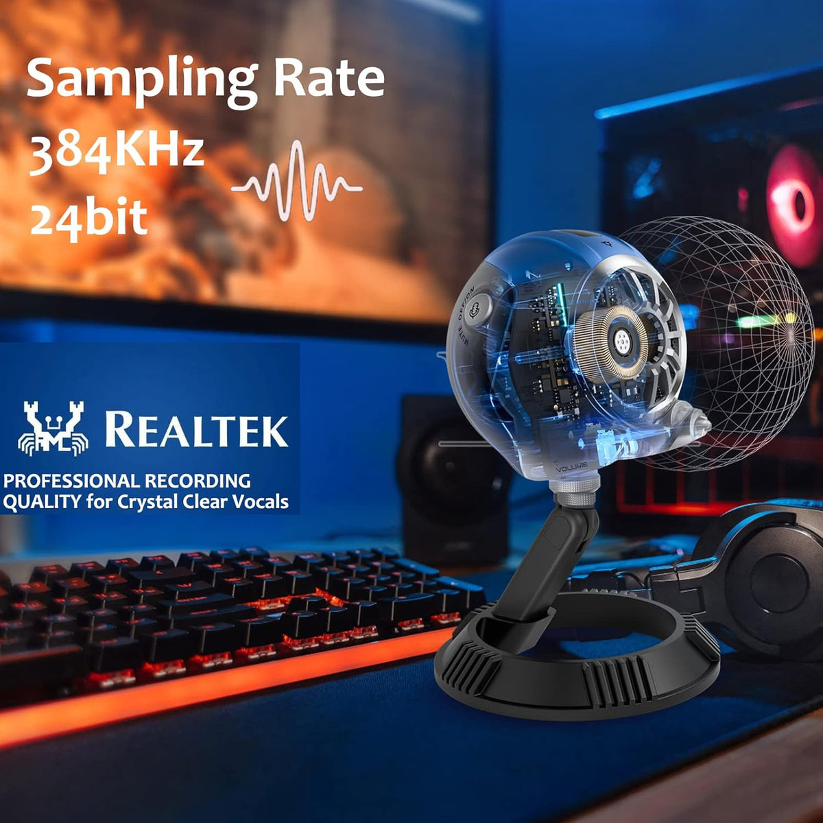 RGB Gaming Microphone with Quick Mute and Gain Control I910