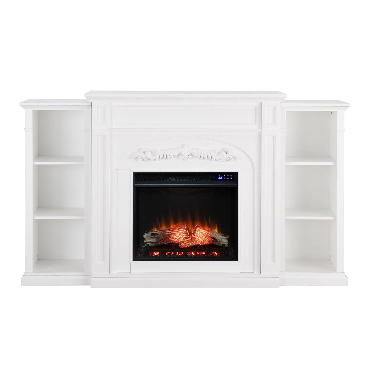 White Electric Fireplace Bookcase W3365