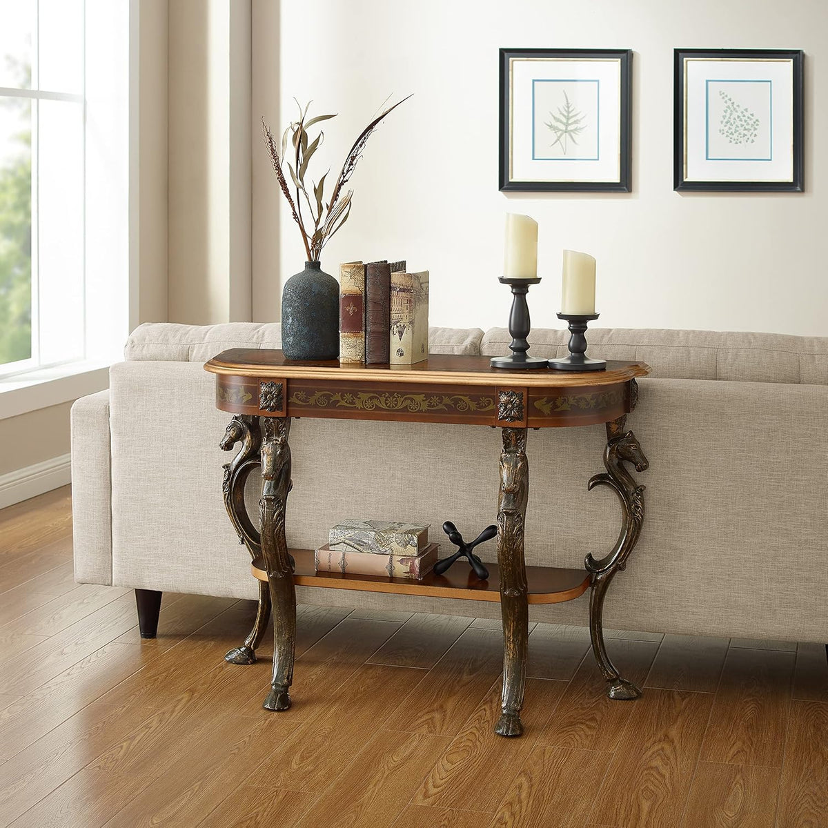 Brown and Gold Console Table 42 x 31.5 x 15.5 H245