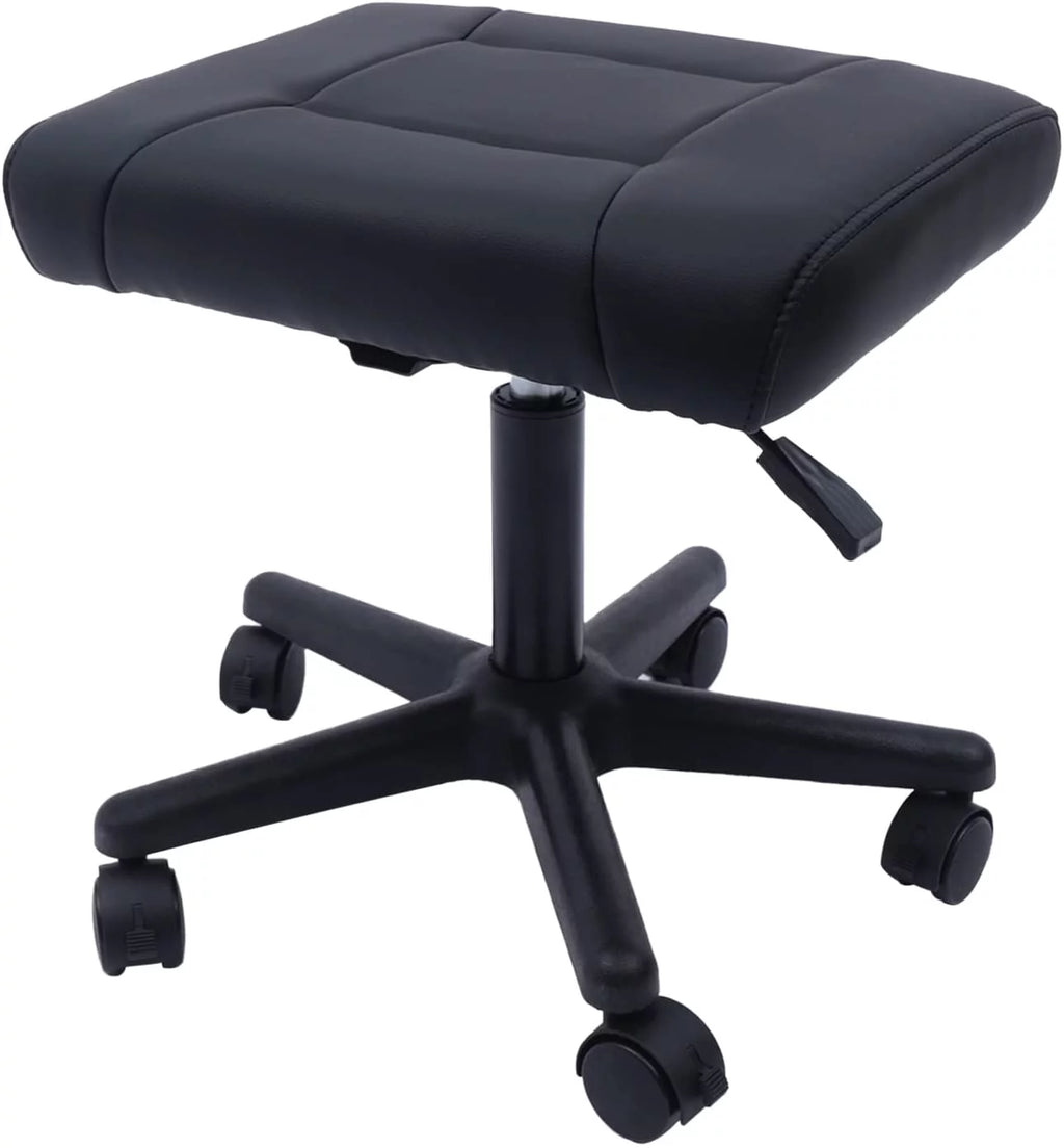 Height Adjustable Leather Foot Stool with Wheels Y820574