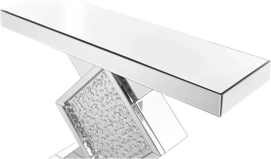 Rectangle Beveled Glass Mirrored Crystal Console Table E5053
