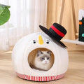 Snowman-Shaped Enclosed Cat Bed Cave with Washable Mat X522