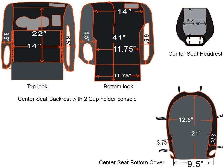 Custom Fit Pickup Truck Neoprene Front Seat Covers Gray Black X434