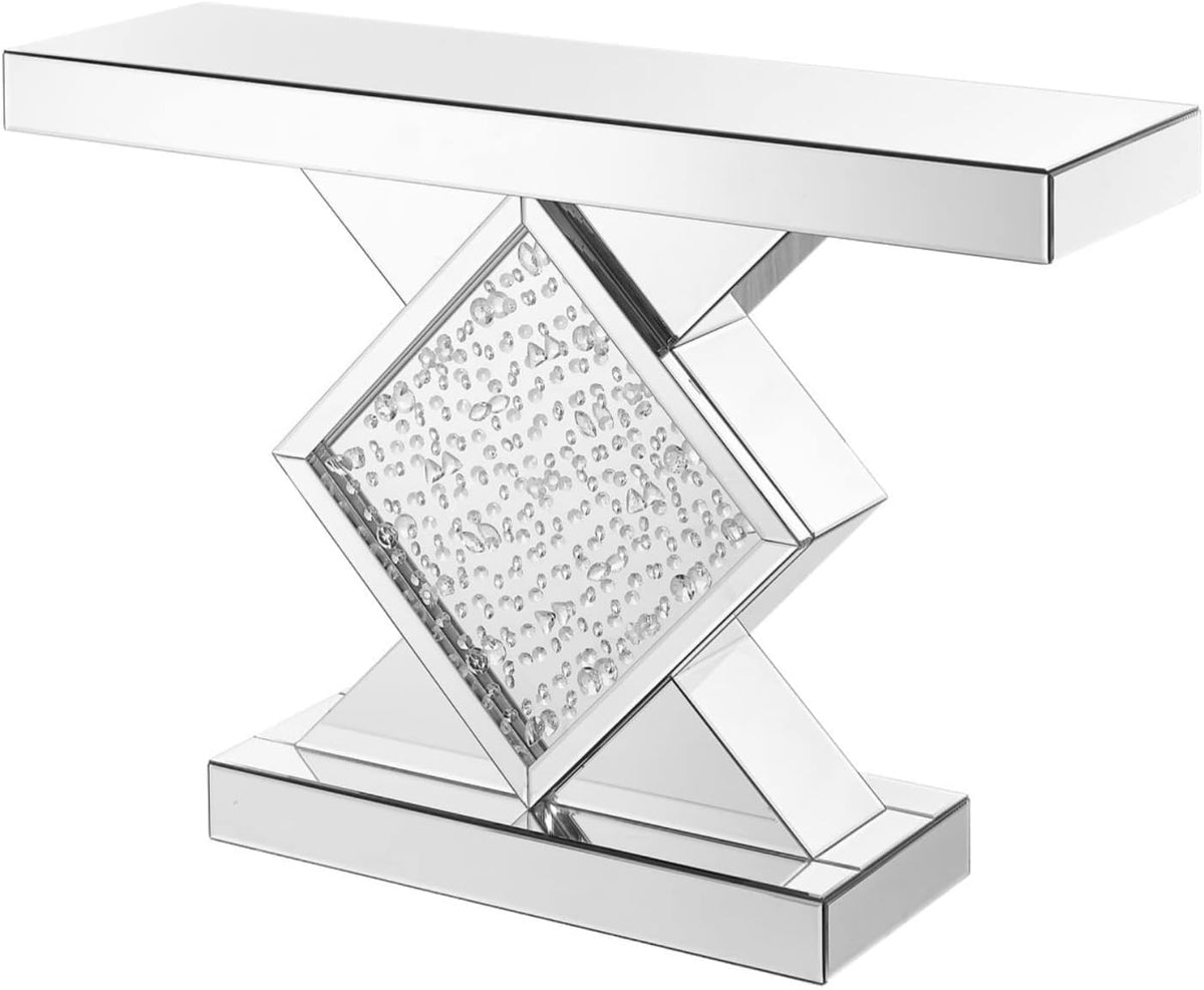 Rectangle Beveled Glass Mirrored Crystal Console Table E5053