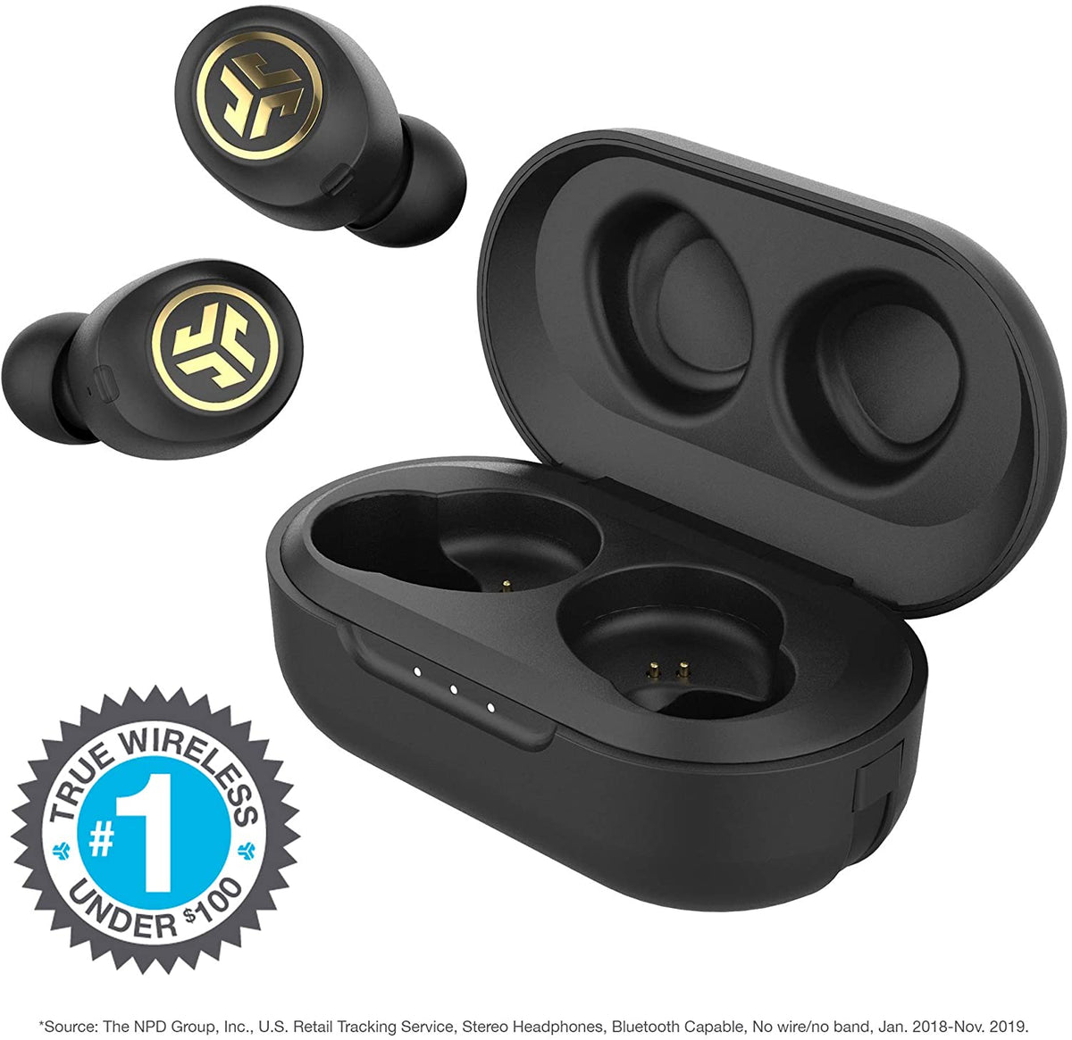 Black & Gold True Wireless Bluetooth Earbuds with Charging Case O2186