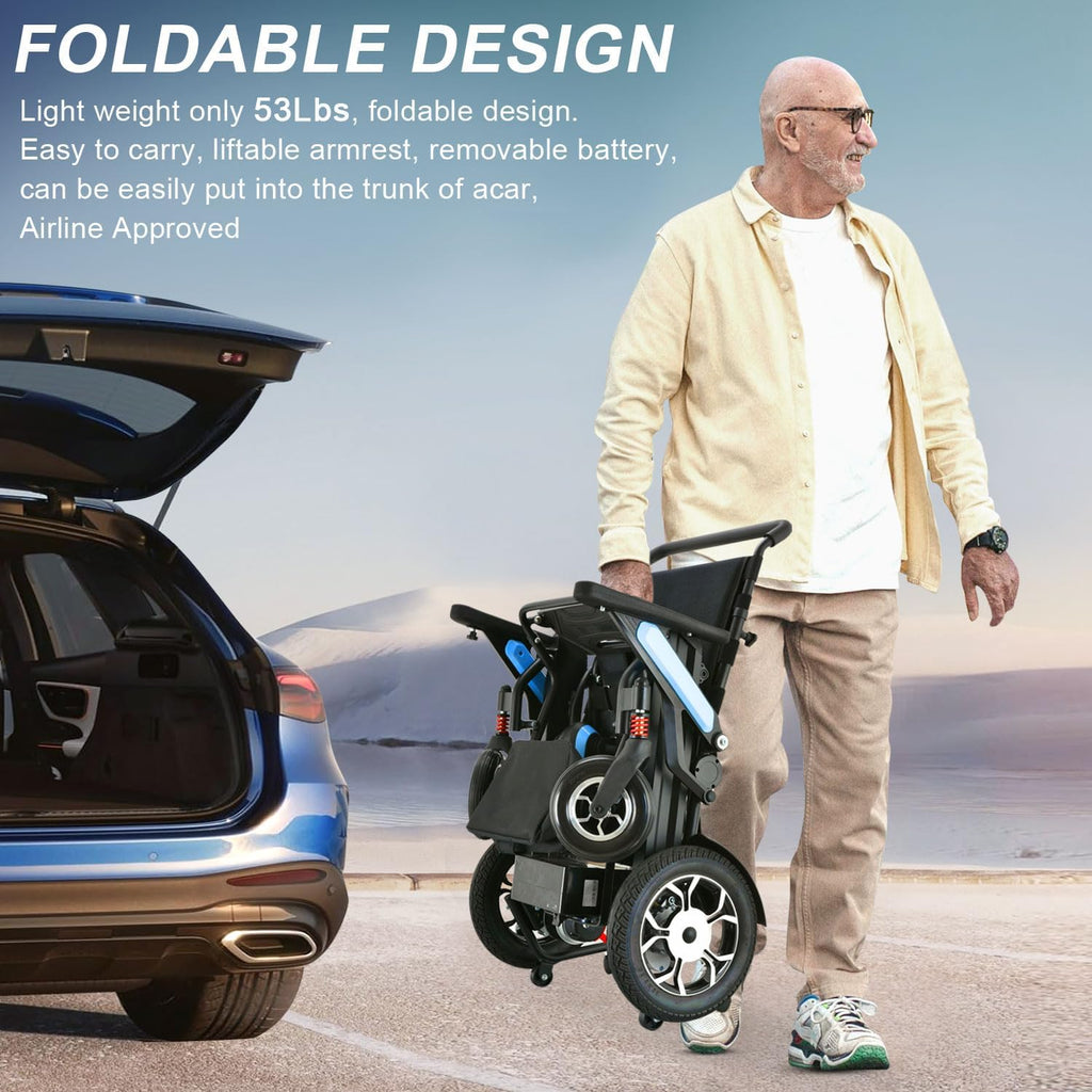 Lightweight Foldable All Terrain Motorized Wheelchair with 20AH Removable Battery R634