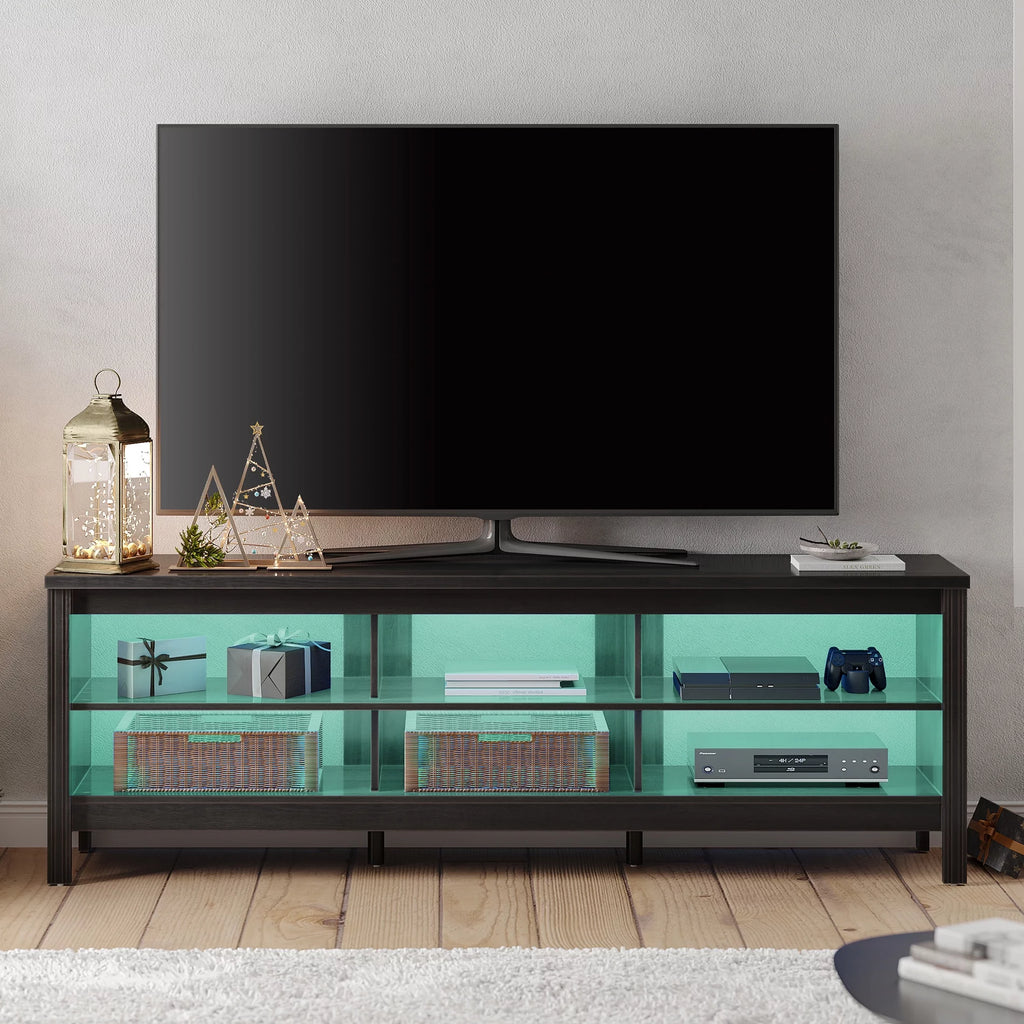 Espresso 70 inch TV Stand with 6 Cubby P793