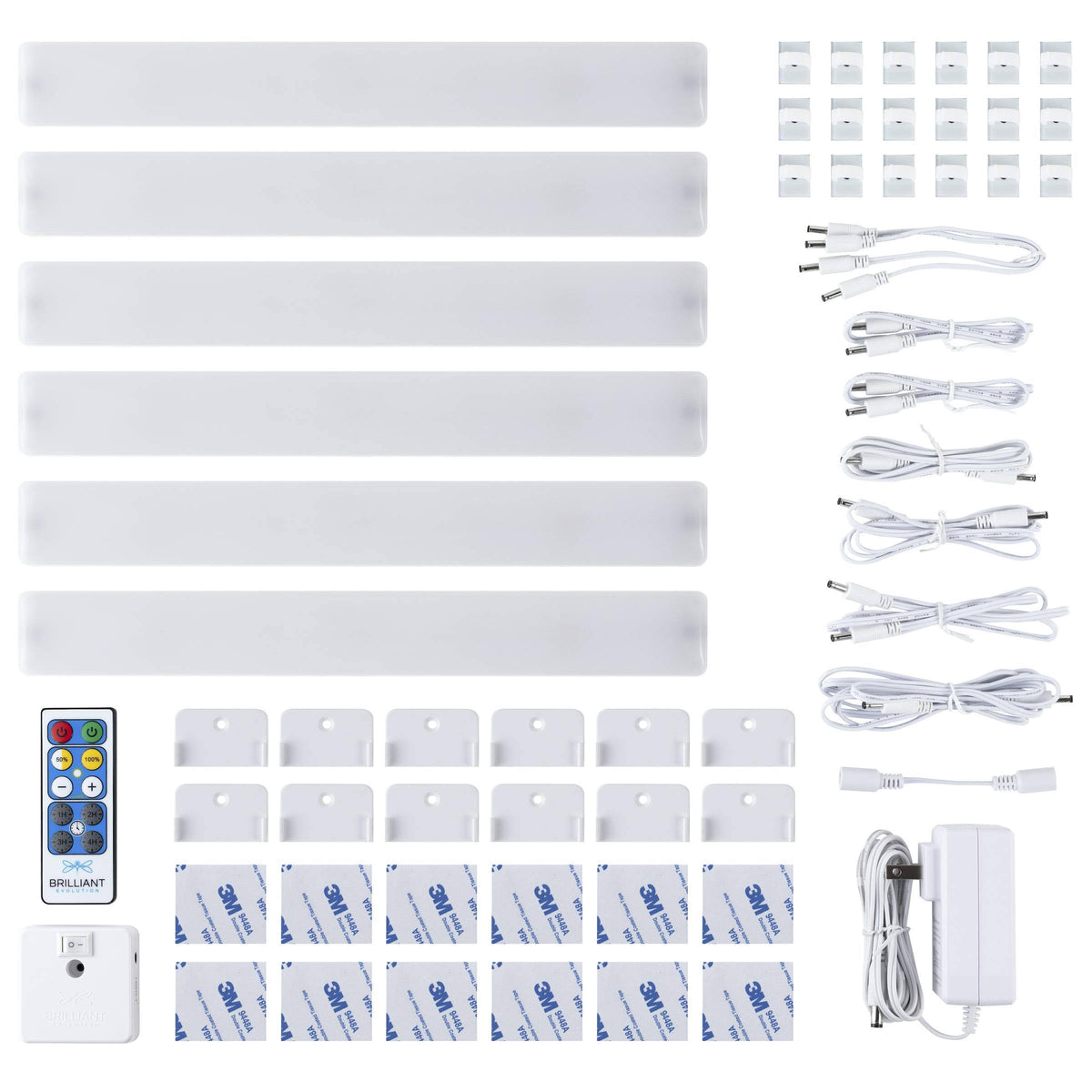 12 inch LED Under Cabinet Light Kit with 6 Bars and Remote Control, White M51059