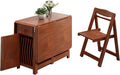 Solid Wood Drop Leaf Dining Table Set 5 Pieces with Wheels and Drawer W583