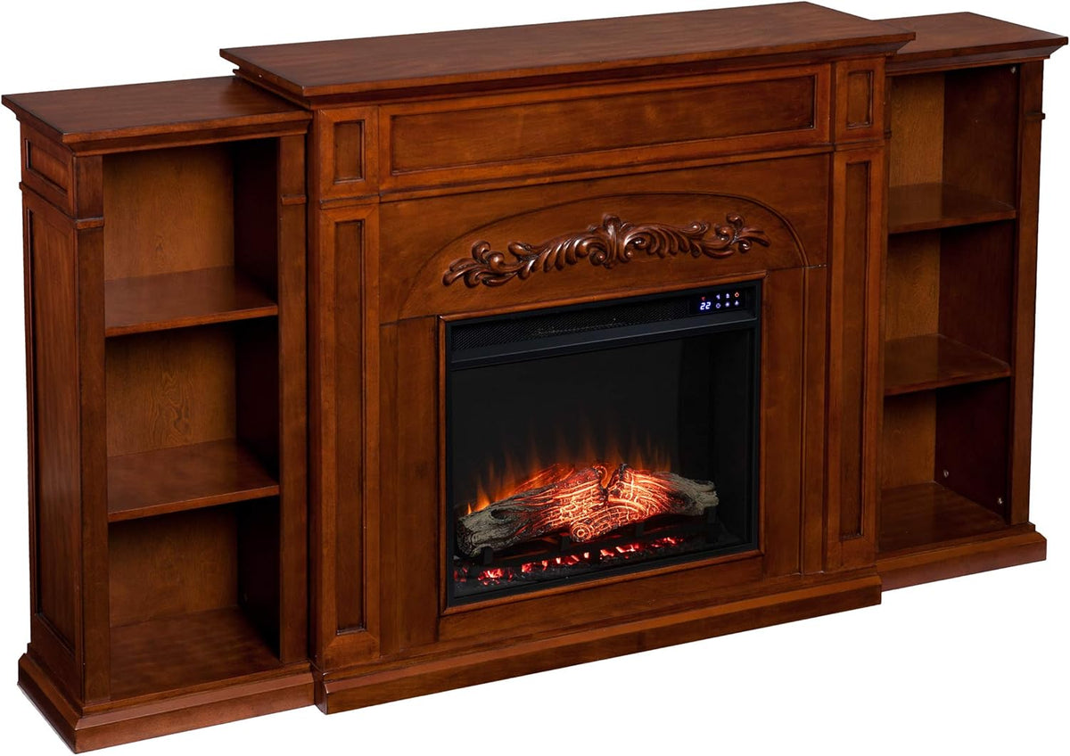 Espresso Electric Bookcases Fireplace E57759