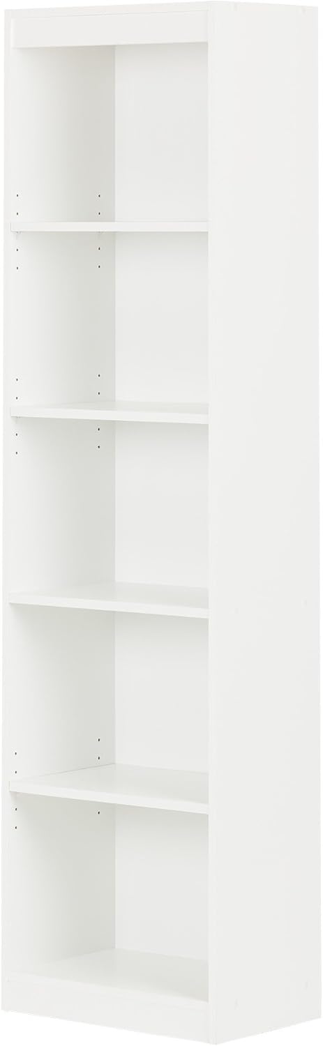 Pure White 5-Shelf Narrow Bookcase P24443