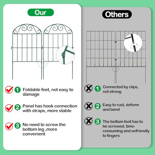 20 Panels Collapsible Garden Fence Animal Barrier, 22 Ft x 24 in Rustproof Metal Wire Panel, Green F58147