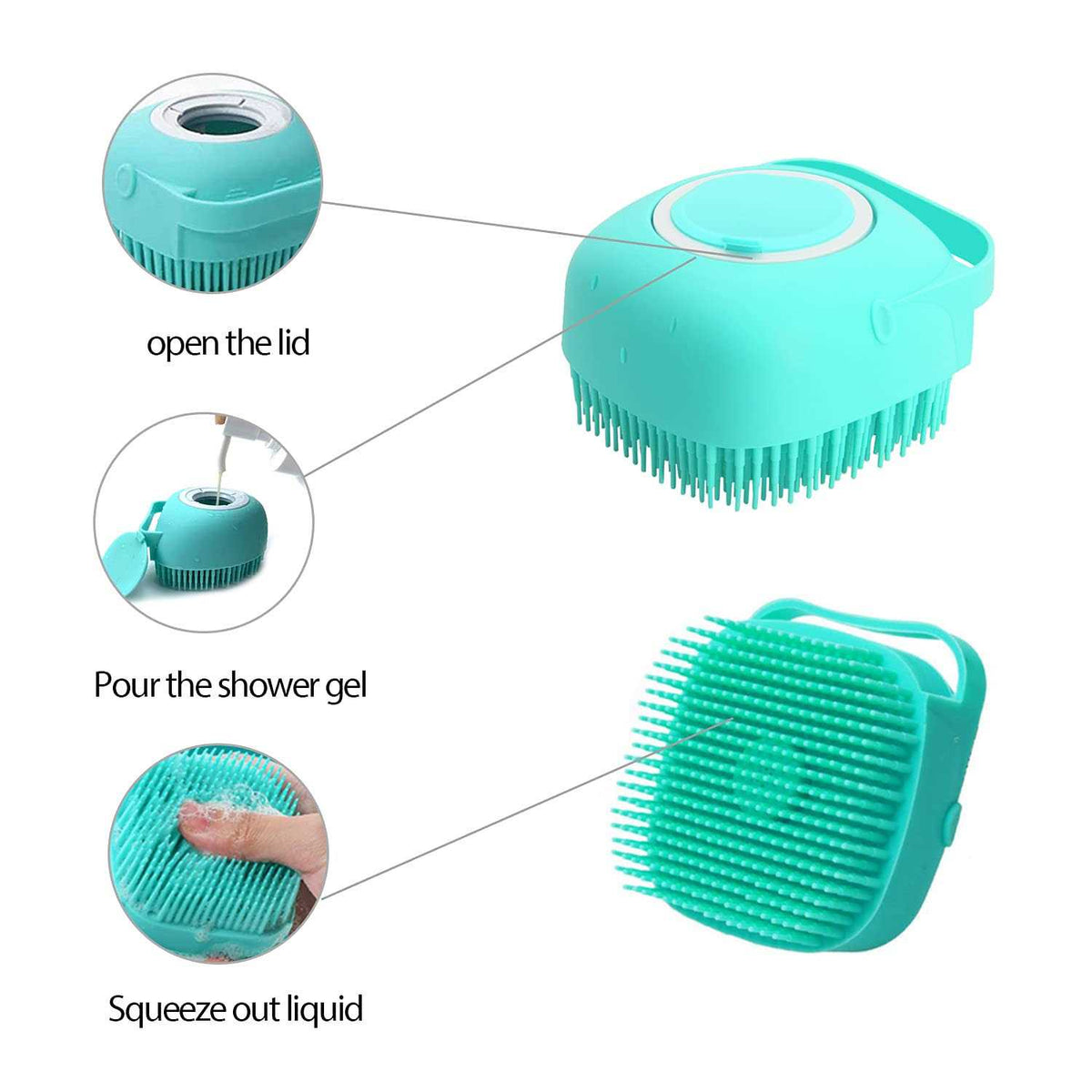 Pet Grooming Bath Massage Brush with Soap Dispenser K367204