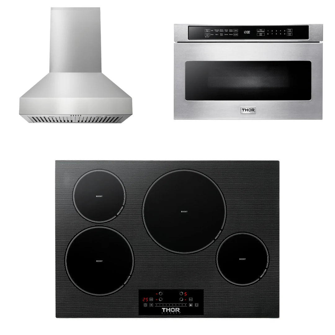 30 Induction Cooktop, Range Hood, Microwave X53733
