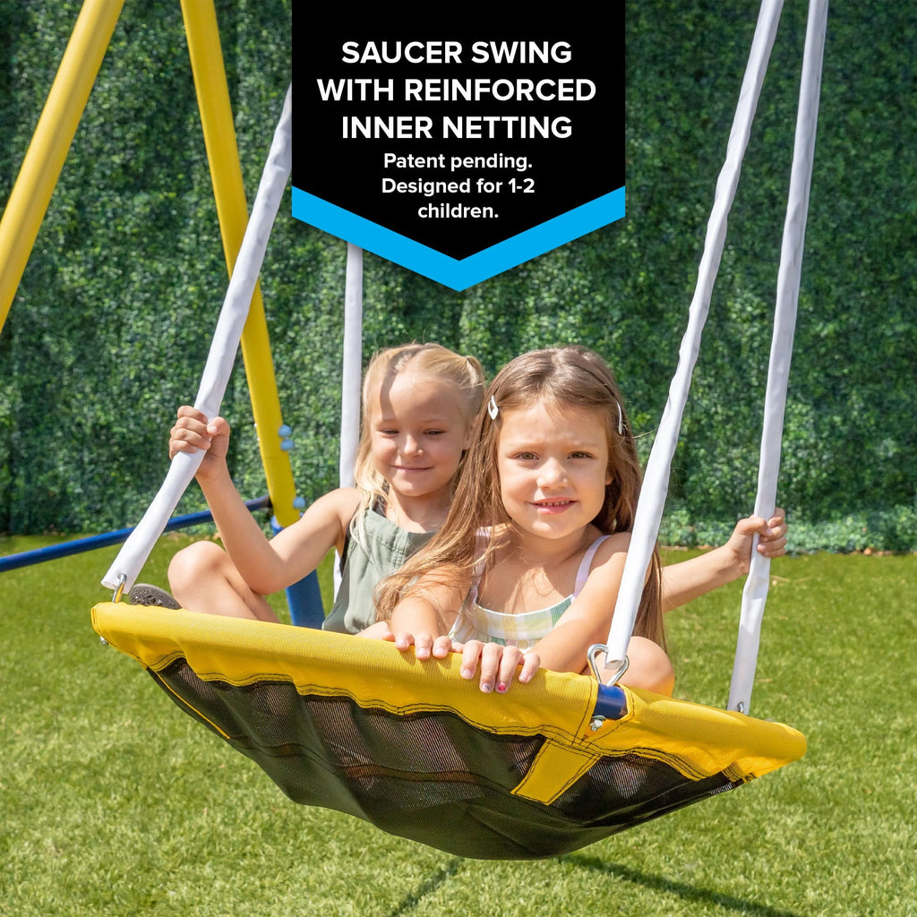 Metal Swing Set with Saucer Swing and Glider Swing V822