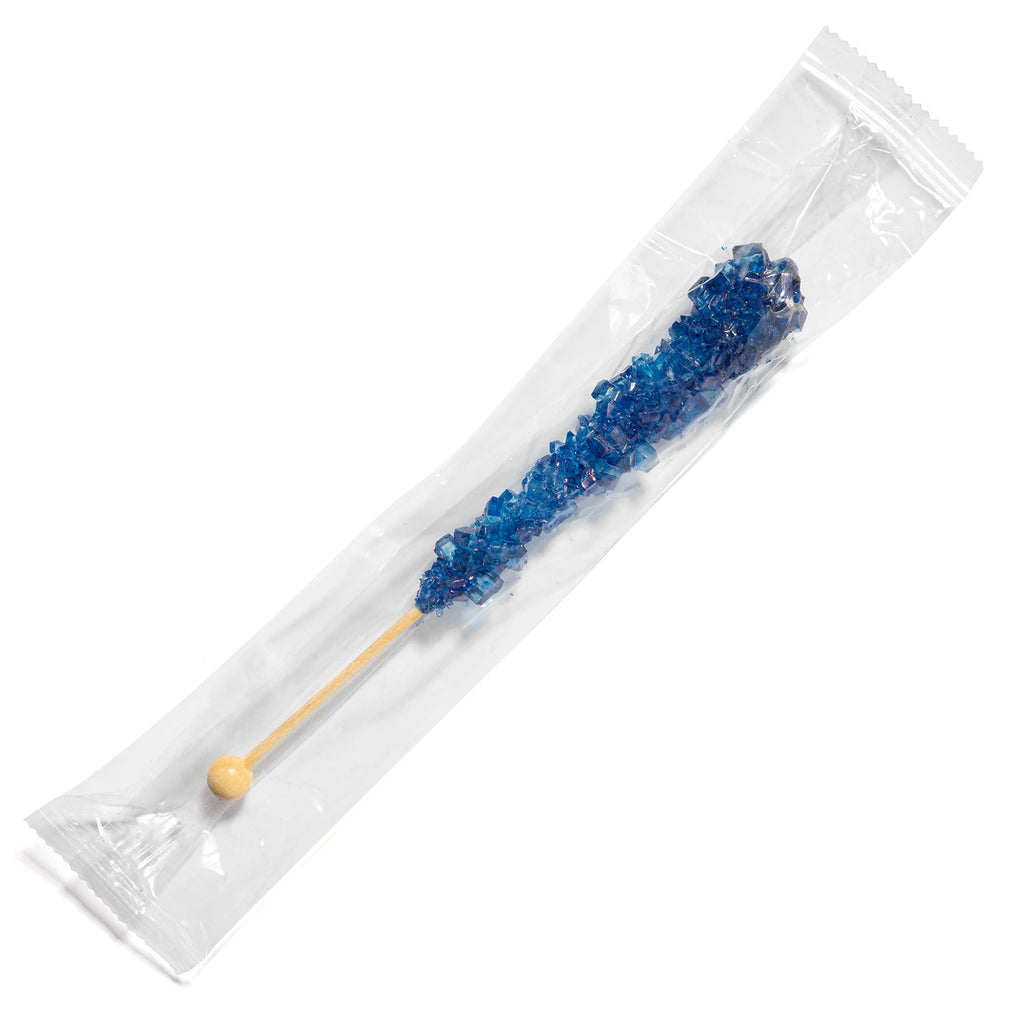 Navy Blue Rock Candy Crystal Sticks - Blue Raspberry Flavored - 12 Indiv. Wrapped X32339