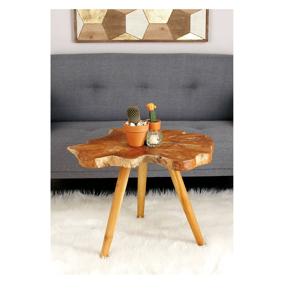 Teak Wood Accent Table B728745