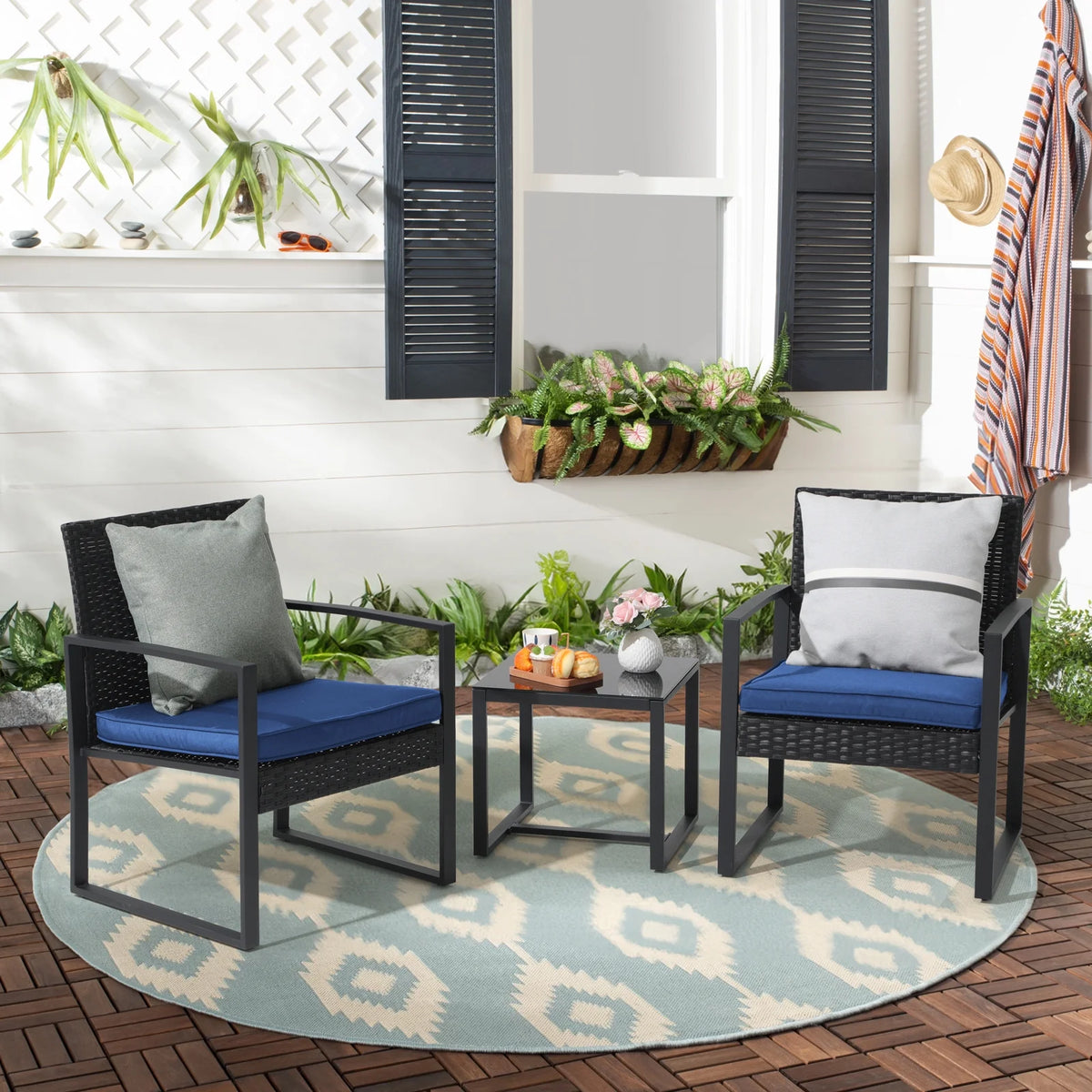 3 Piece Wicker Patio Bistro Set with Coffee Table C56494