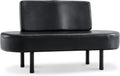 Black Leather Upholstered Bench with Backrest X2344