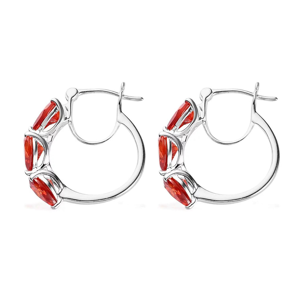 Orange Huggie Hoop Earrings Cubic Zirconia J430