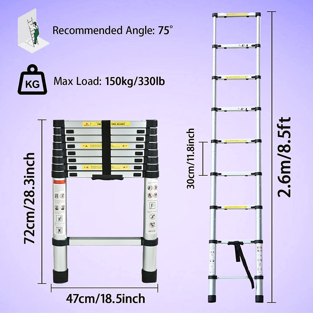 Telescoping Aluminum Extension Ladder 8.5FT K347637