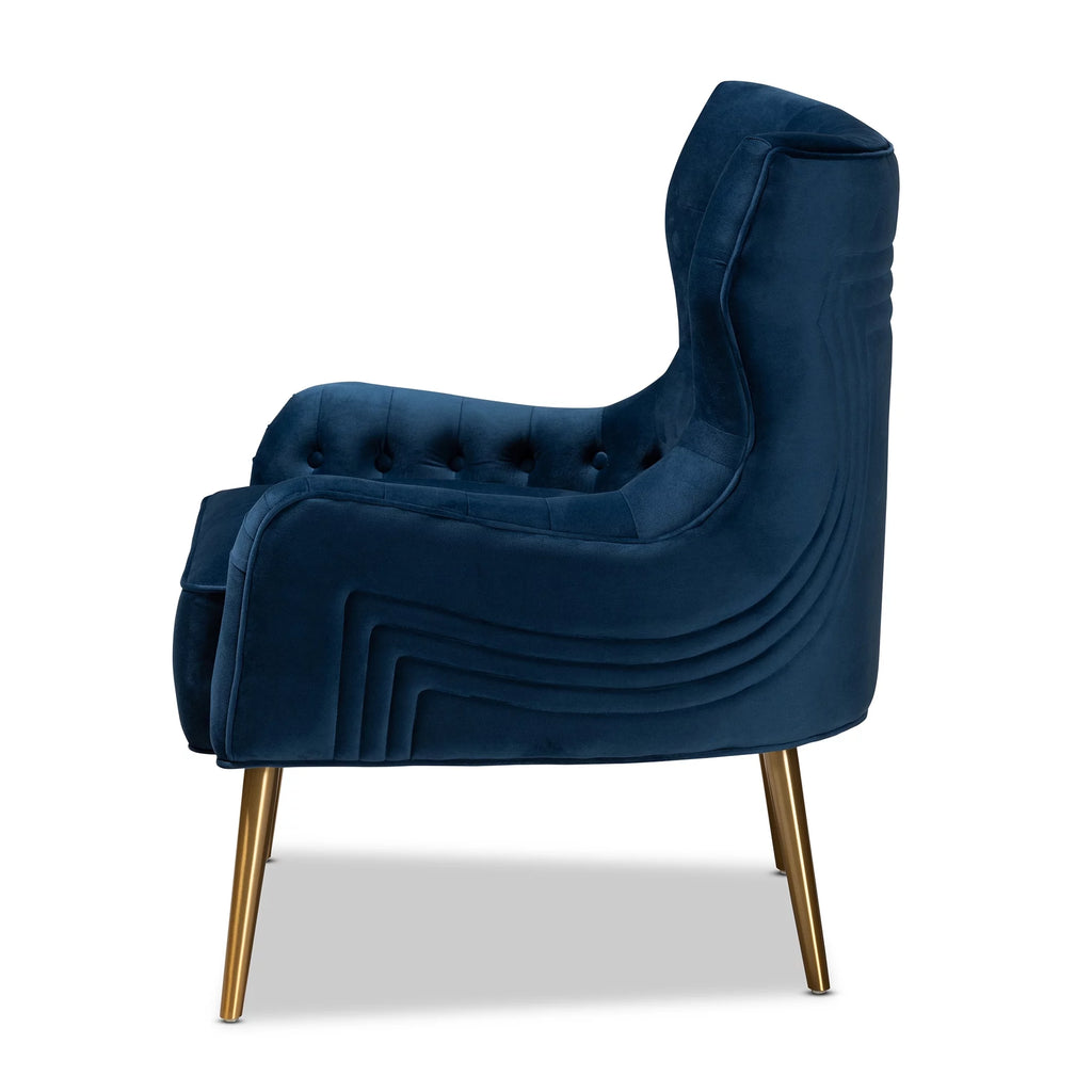 Navy Blue and Gold Wingback Chair C838