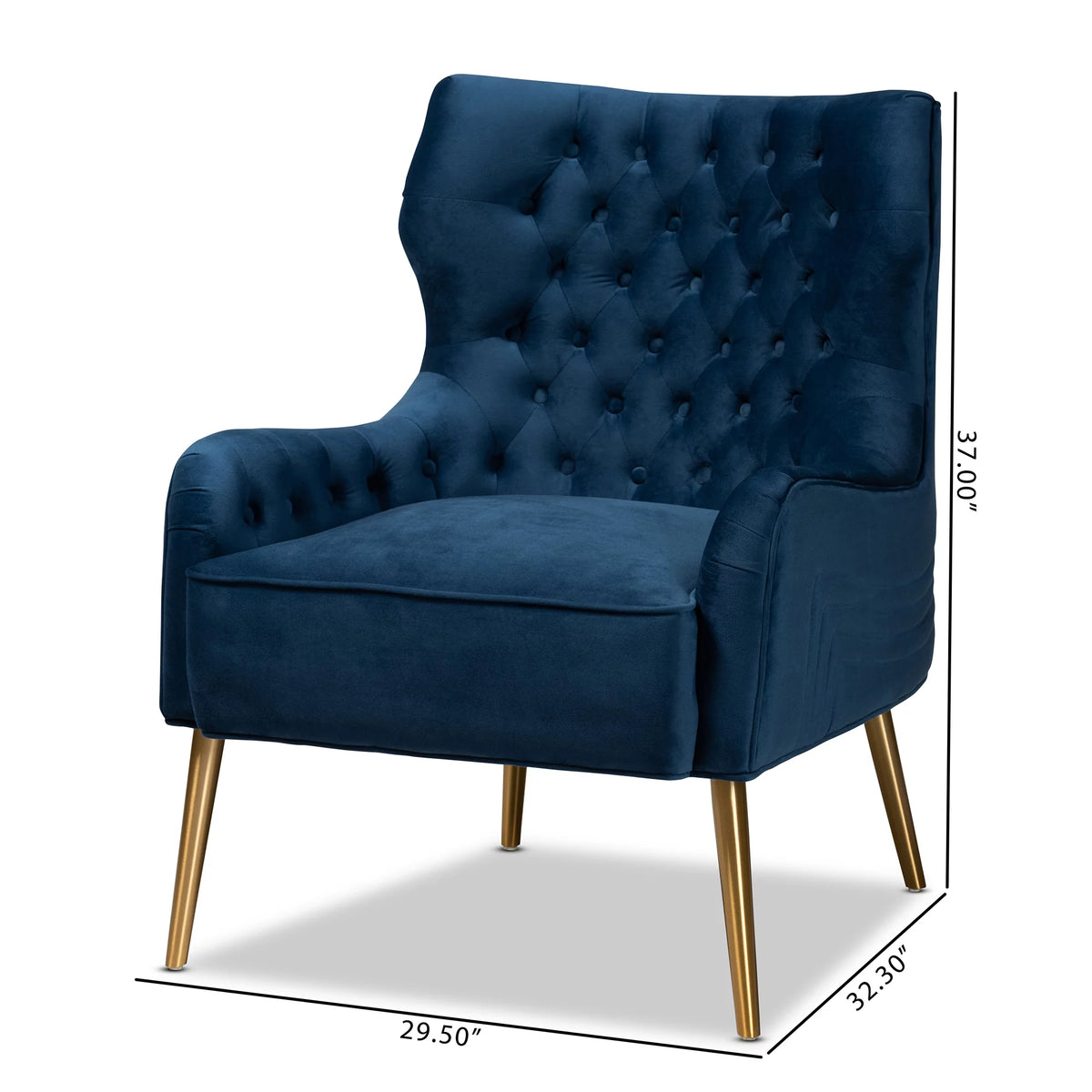 Navy Blue and Gold Wingback Chair C838