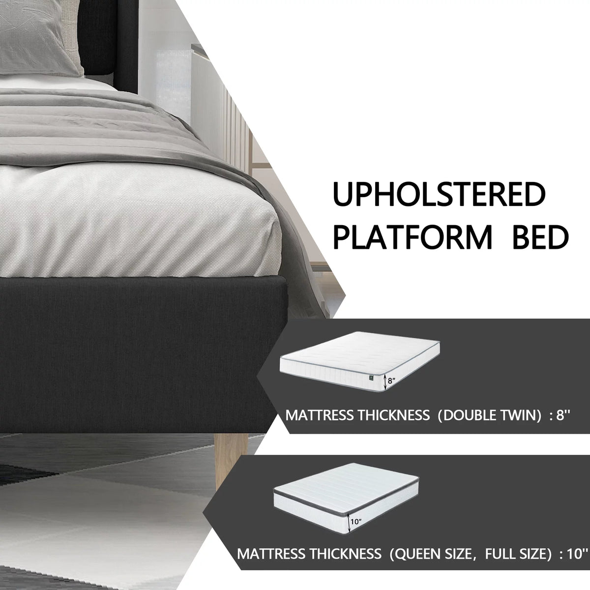 Queen Size Upholstered Platform Bed Frame F9464