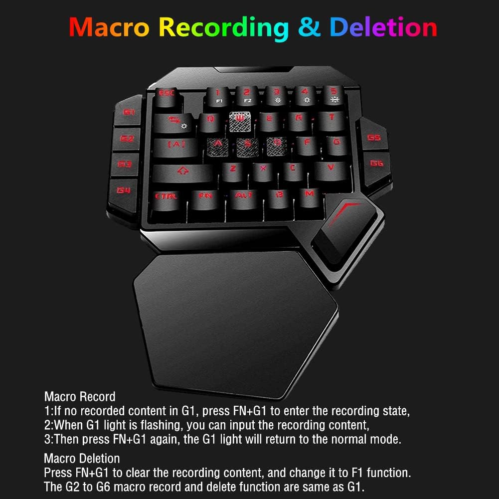 One Handed Mechanical Gaming Keyboard with Wrist Rest F3479