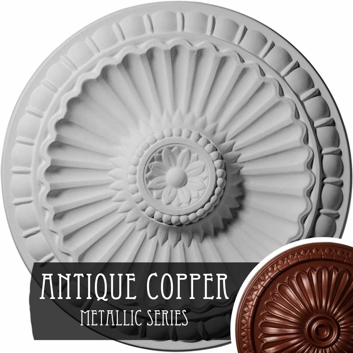 11 1/4x22OD x 1 1/8x22P Hand-Painted Steel Gray Ceiling Medallion L53996
