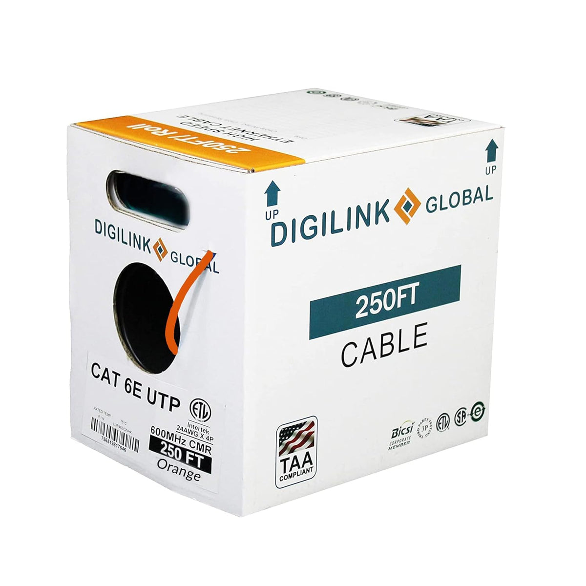 1000ft Blue Solid Bare Copper Cat6e Bulk Ethernet Cable U95404