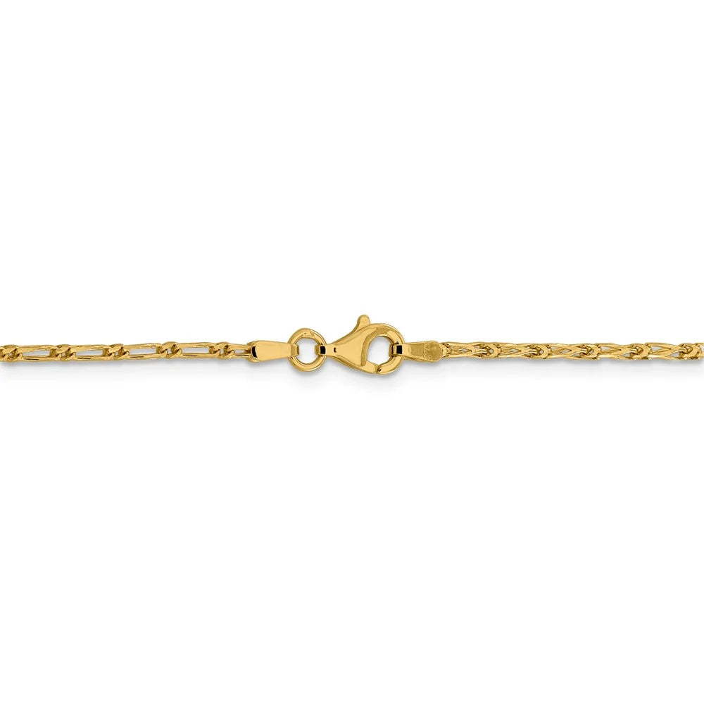 14kt Yellow Gold 1.6mm Diamond Cut Long Link Franco Chain 18 inch E59990