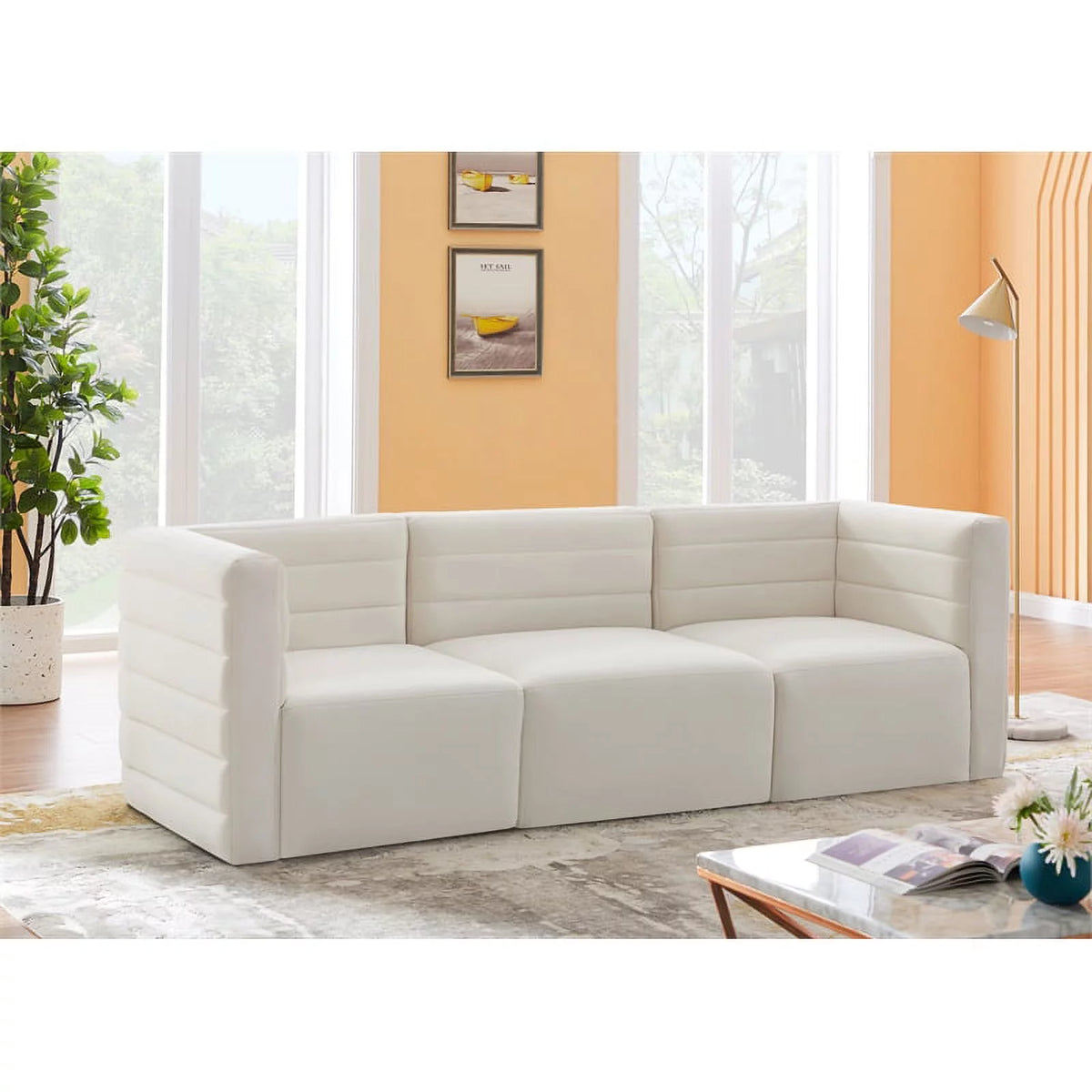 Cream Velvet Modular Sofa D98890