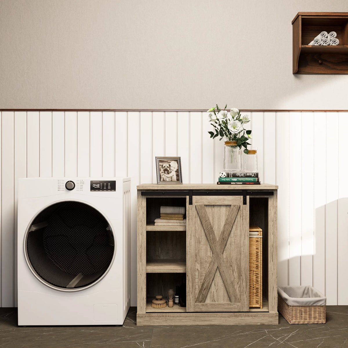 Storage Cabinet with Sliding Slat Door M68042