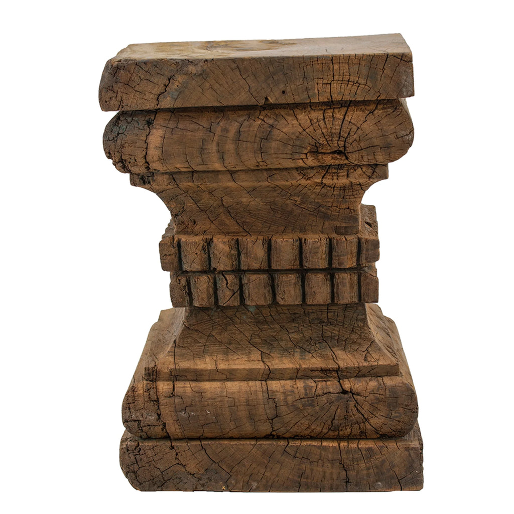 Organic Carved Wooden Pillar Stool M2943