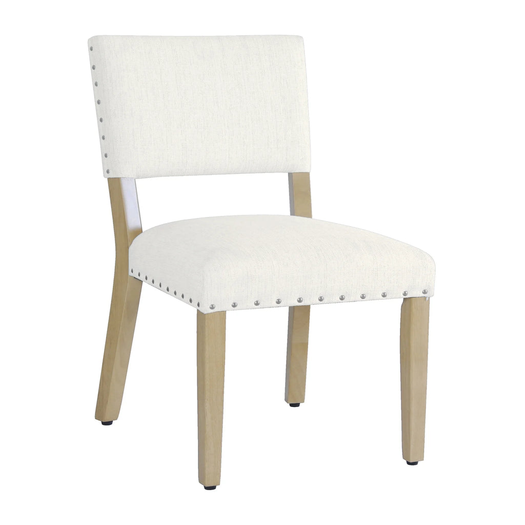 Open Back Dining Chair with Nailhead Trim, Set of 2, Cream X978106