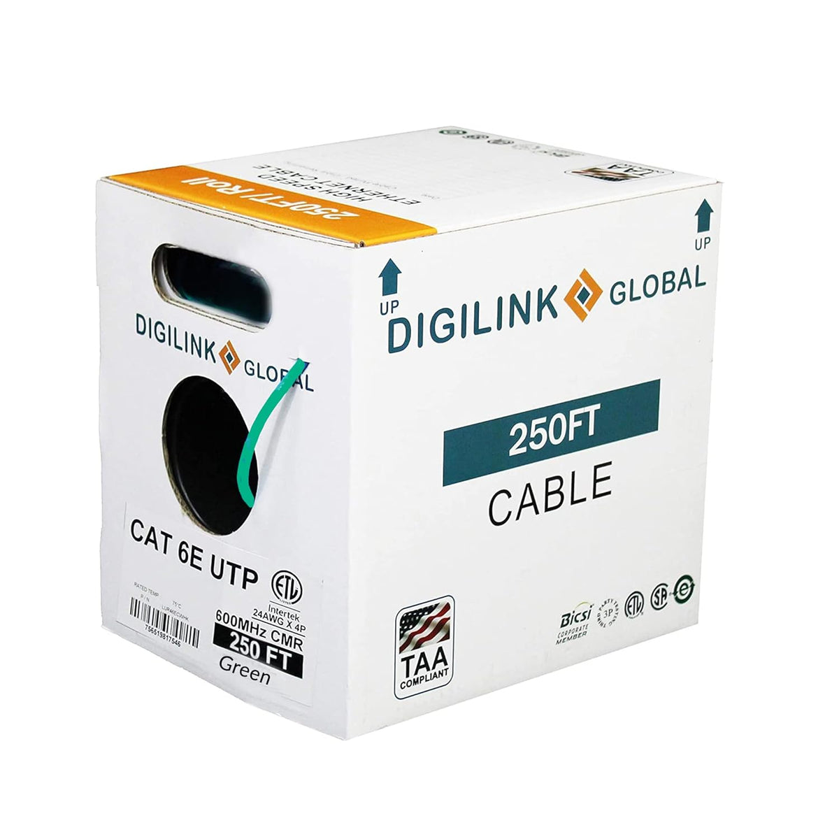 1000ft Blue Solid Bare Copper Cat6e Bulk Ethernet Cable U95404