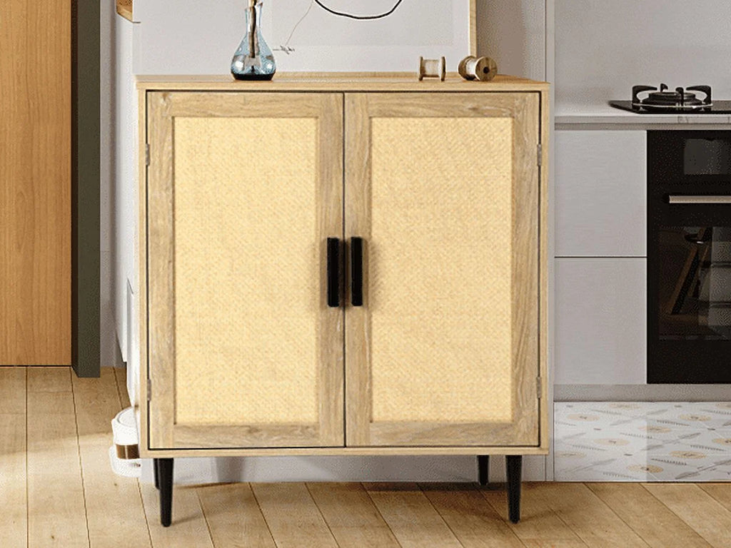 34.4'' Tall Sideboard Buffet Cabinet with Rattan Doors O102176