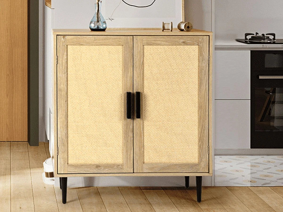 34.4'' Tall Sideboard Buffet Cabinet with Rattan Doors O102176