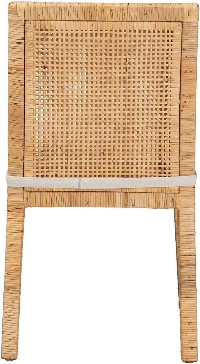 Natural Finished Wood and Rattan 2-Piece Dining Chair Set B73242