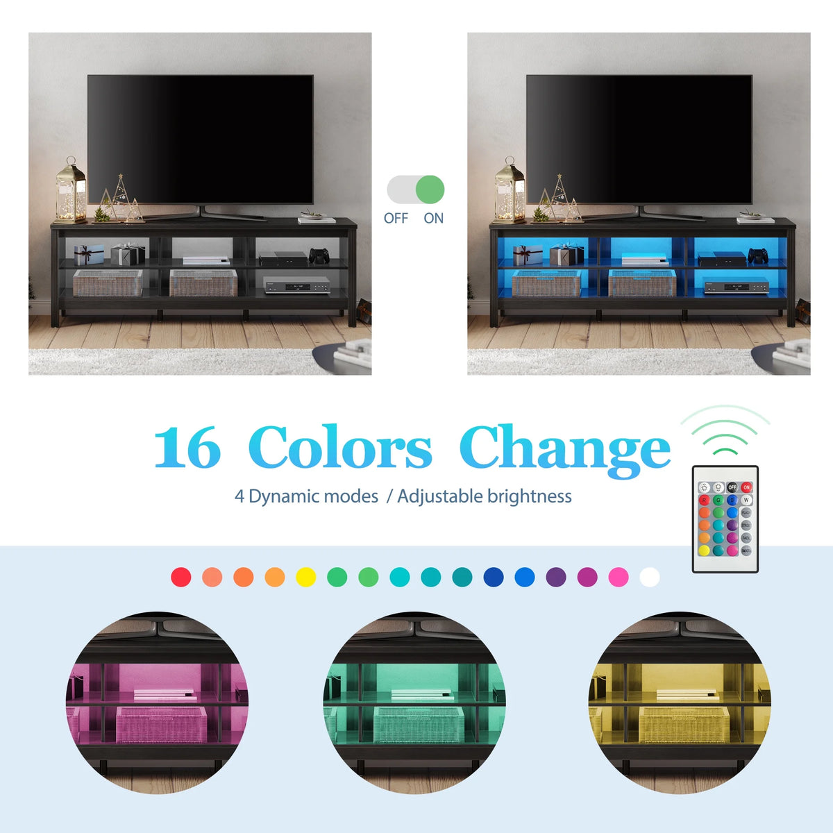 Espresso 70 inch TV Stand with 6 Cubby P793