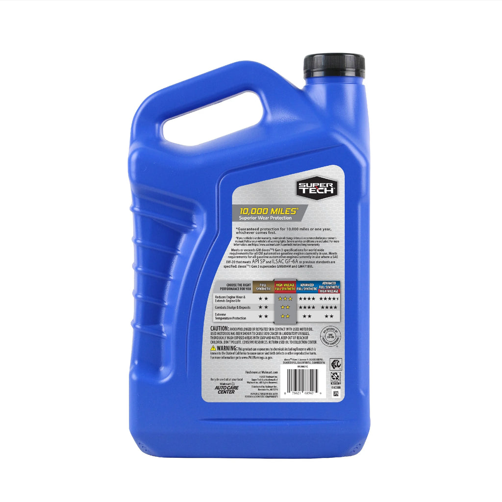 0W-20 Full Synthetic Motor Oil, 5 Quarts U2173