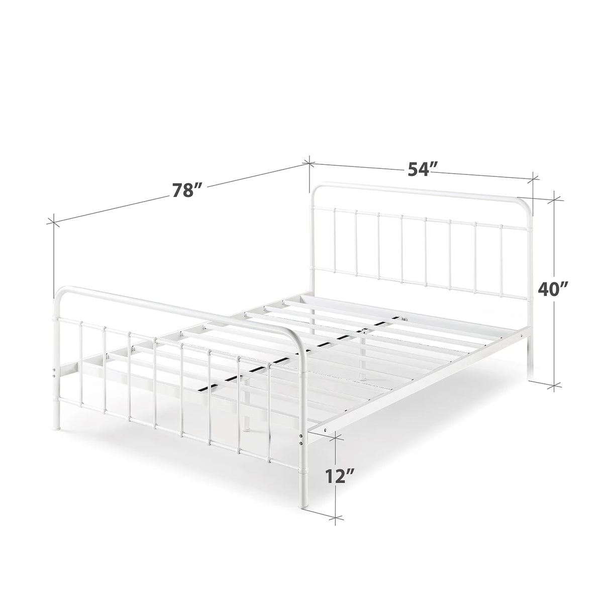 White Full Metal Platform Bed Frame M581862