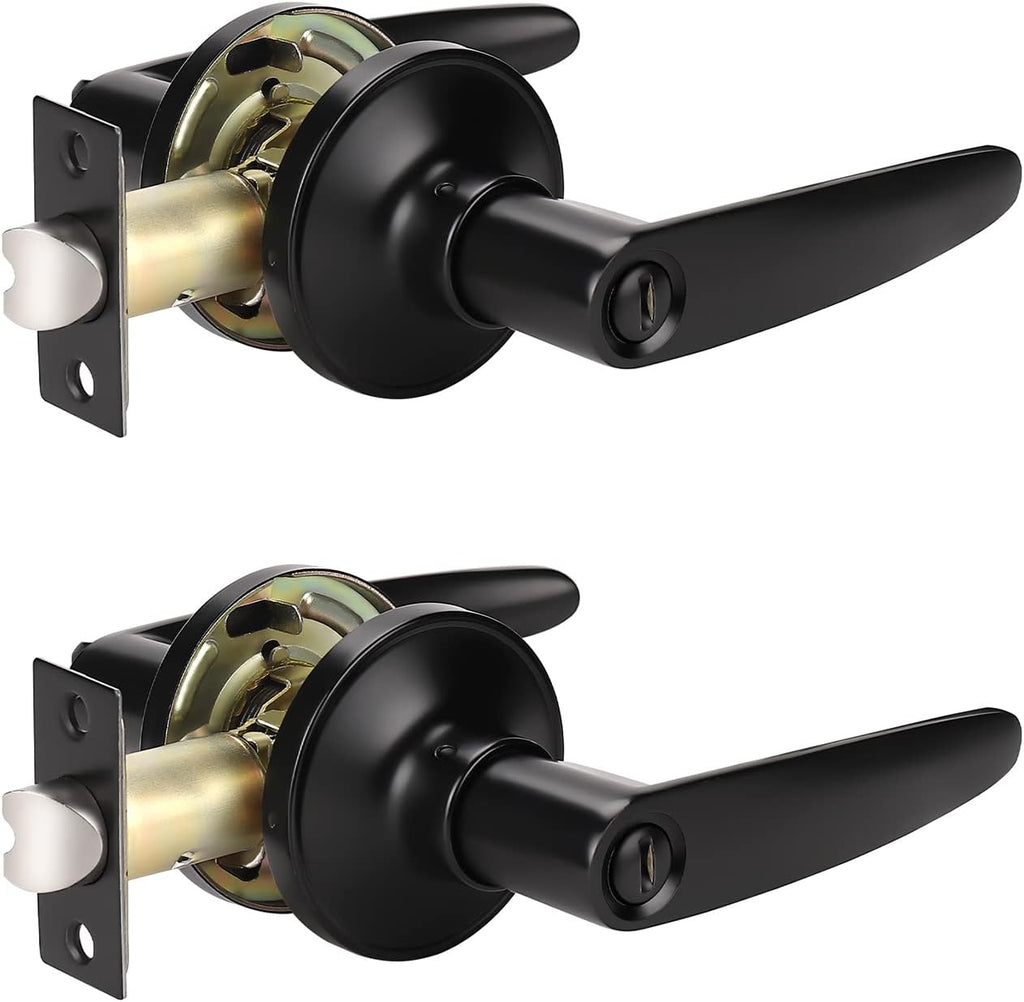 Matte Black 5 Pack Door Handle Lock Set with Double Keyed Deadbolt B95495