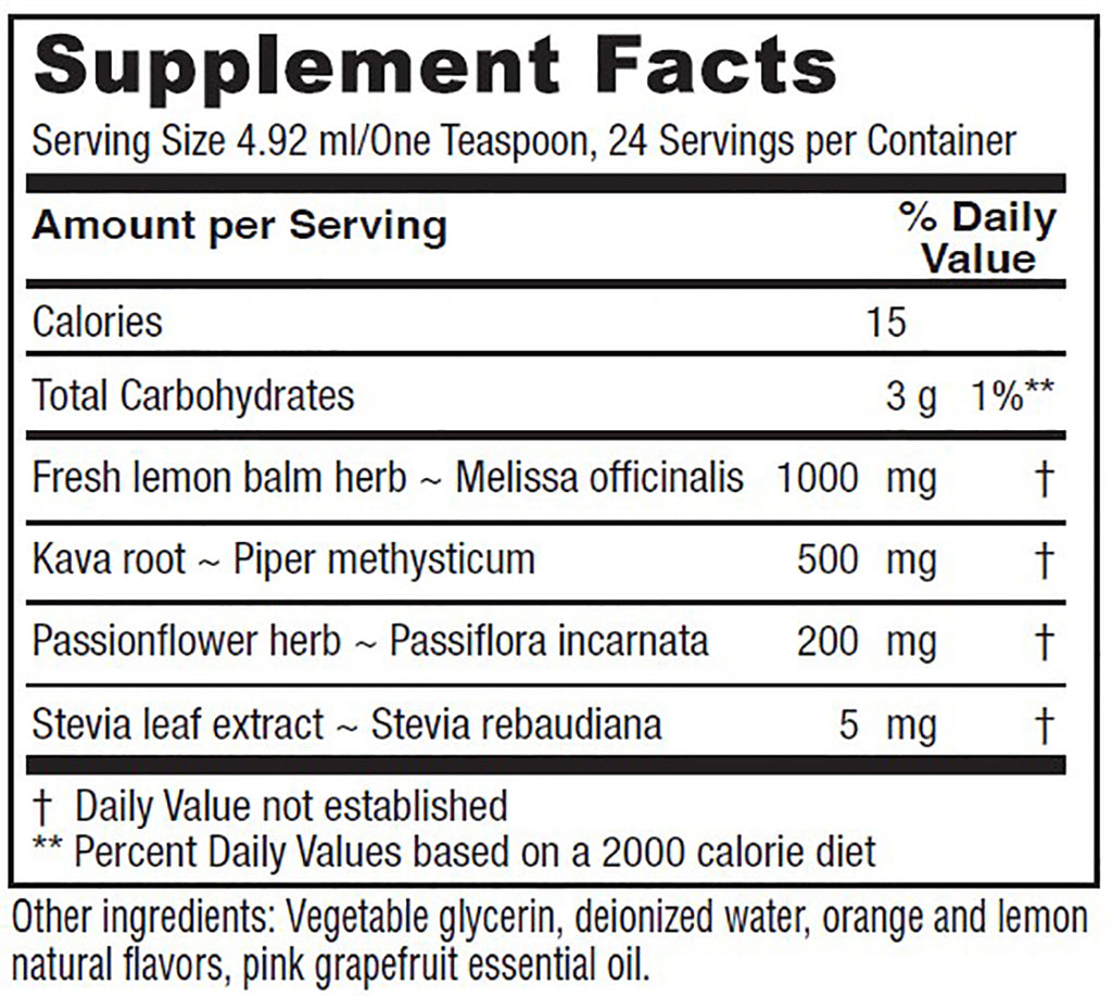 Daily Calm Tonic Liquid Supplement, Lemon Balm, Kava Kava and Passion Flower, Alcohol Free, Vegan, 4 Ounce J305567